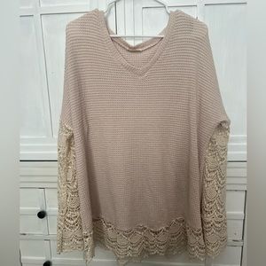 Three Bird Nest Liv Lace Tunic, Size small, Cream/Tan